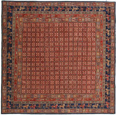 Haji Jalili Red Square Hand Knotted 9'10" X 9'11"  Area Rug 254-112062