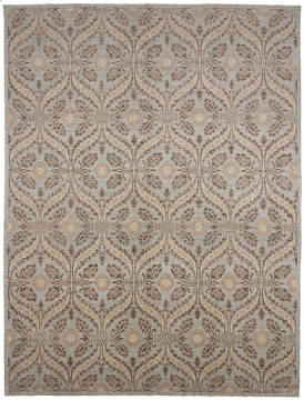 Pakistani Modern Beige Rectangle 10x13 ft Wool Carpet 112065