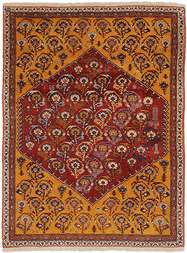 Qashqai Orange Hand Knotted 4'6" X 6'0"  Area Rug 254-112067