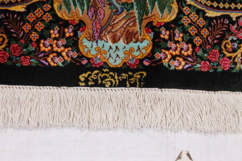 Qum Black Hand Knotted 24 X 32 Area Rug 254-112068 Image 2