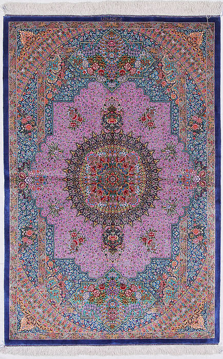 Qum Blue Hand Knotted 33 X 50 Area Rug 254-112073 Image 0
