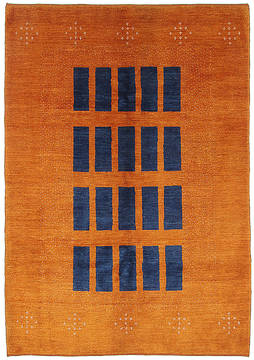 Persian Gabbeh Yellow Rectangle 6x9 ft Wool Carpet 112077