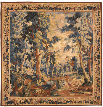 Tapestry Brown Square Hand Knotted 8'0" X 8'0"  Area Rug 254-112095