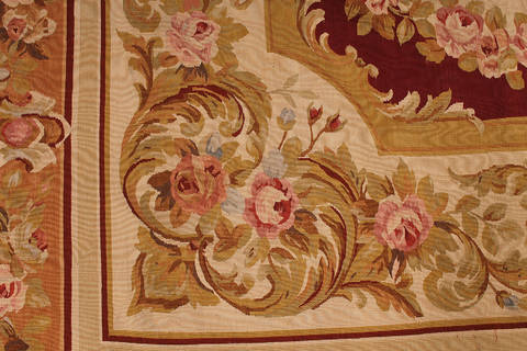 Aubusson Beige Hand Knotted 80 X 100 Area Rug 254-112101 Image 3
