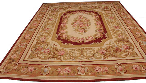 Aubusson Beige Hand Knotted 80 X 100 Area Rug 254-112101 Image 4