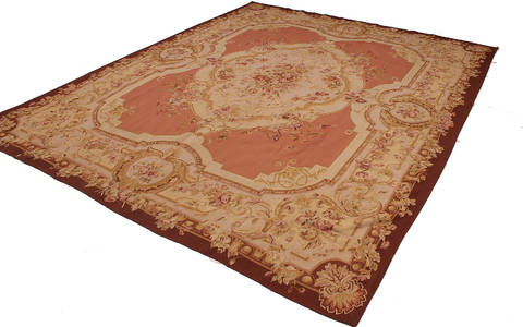 Aubusson Beige Hand Knotted 80 X 100 Area Rug 254-112103 Image 4