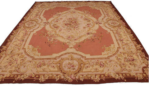 Aubusson Beige Hand Knotted 80 X 100 Area Rug 254-112103 Image 5