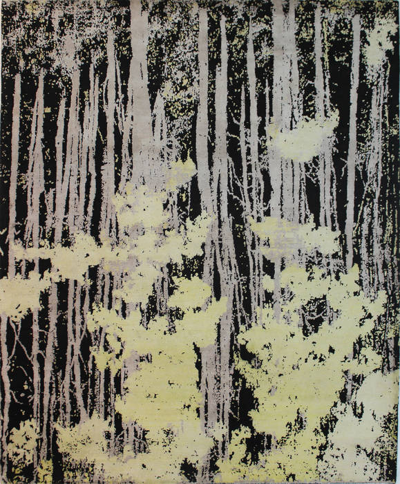 Modern Black Hand Knotted 81 X 101 Area Rug 902-112111 Image 0