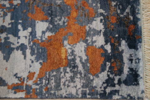 Modern Blue Hand Knotted 710 X 100 Area Rug 902-112113 Image 2