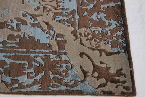 Modern Brown Hand Knotted 79 X 99 Area Rug 902-112117 Image 1