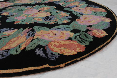 Tapestry Black Round Hand Knotted 79 X 711 Area Rug 902-112143 Image 2