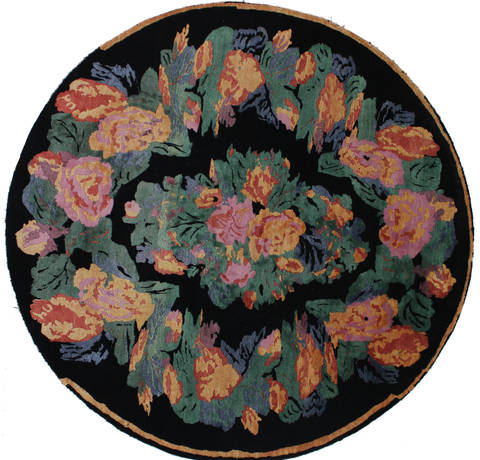 Tapestry Black Round Hand Knotted 79 X 711 Area Rug 902-112143 Image 0