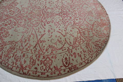 Modern Green Round Hand Knotted 82 X 82 Area Rug 902-112146 Image 1