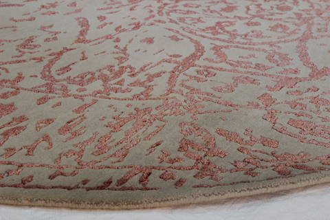 Modern Green Round Hand Knotted 82 X 82 Area Rug 902-112146 Image 2