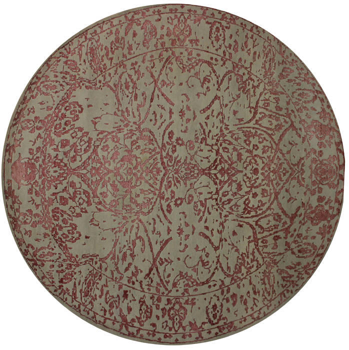 Modern Green Round Hand Knotted 82 X 82 Area Rug 902-112146 Image 0