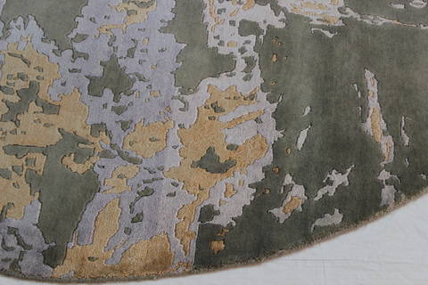Modern Green Round Hand Knotted 81 X 81 Area Rug 902-112147 Image 1