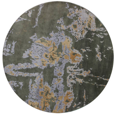 Modern Green Round Hand Knotted 81 X 81 Area Rug 902-112147 Image 0