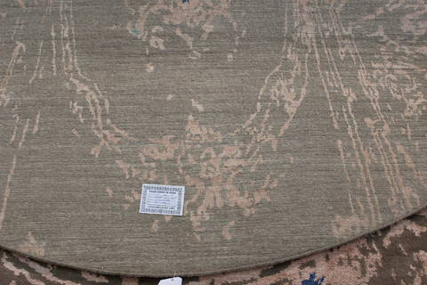 Modern Brown Round Hand Knotted 80 X 82 Area Rug 902-112148 Image 3