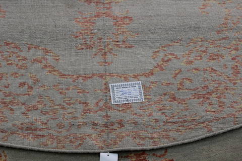 Modern Beige Round Hand Knotted 81 X 84 Area Rug 902-112149 Image 3