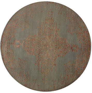 Modern Beige Round Hand Knotted 8'1" X 8'4"  Area Rug 902-112149