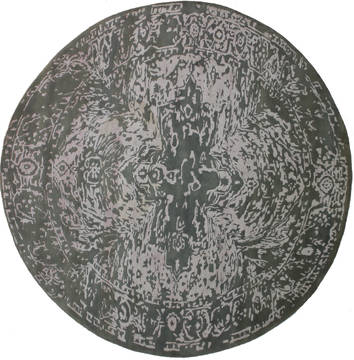 Modern Green Round Hand Knotted 8'2" X 8'2"  Area Rug 902-112150