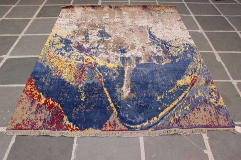 Jaipur Blue Hand Knotted 80 X 101 Area Rug 905-112227 Image 7