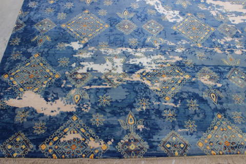Modern Blue Hand Knotted 90 X 124 Area Rug 905-112233 Image 2