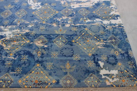 Modern Blue Hand Knotted 90 X 124 Area Rug 905-112233 Image 3