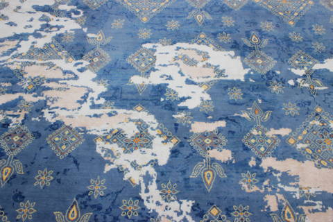 Modern Blue Hand Knotted 90 X 124 Area Rug 905-112233 Image 6