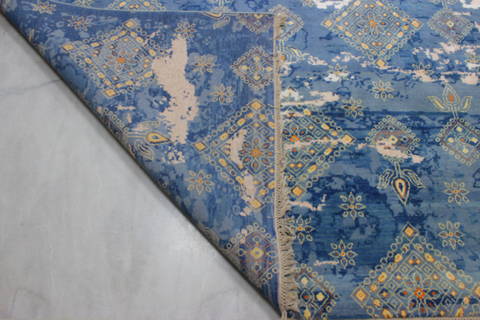 Modern Blue Hand Knotted 90 X 124 Area Rug 905-112233 Image 7