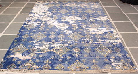 Modern Blue Hand Knotted 90 X 124 Area Rug 905-112233 Image 8