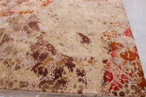 Modern Purple Hand Knotted 92 X 122 Area Rug 905-112235 Image 3