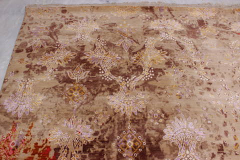 Modern Purple Hand Knotted 92 X 122 Area Rug 905-112235 Image 4