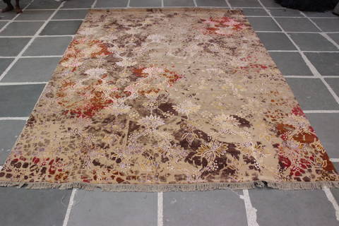 Modern Purple Hand Knotted 92 X 122 Area Rug 905-112235 Image 7