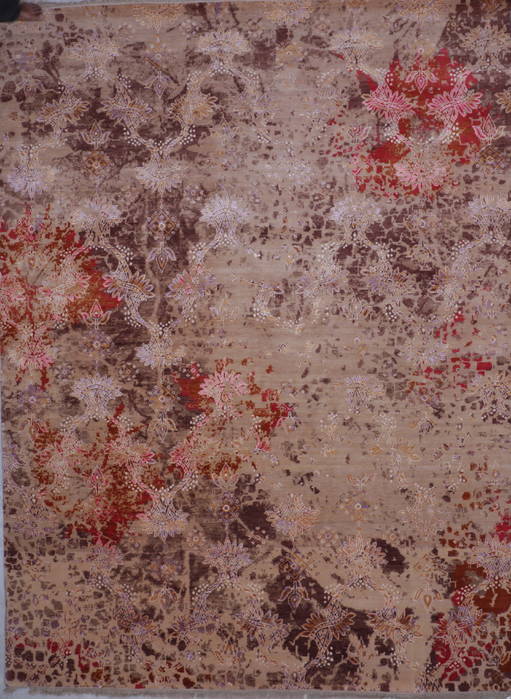 Modern Purple Hand Knotted 92 X 122 Area Rug 905-112235 Image 0