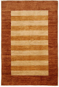 Pakistani Gabbeh Orange Rectangle 4x6 ft Wool Carpet 112252