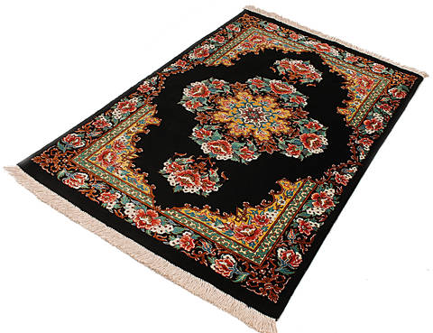 Qum Black Hand Knotted 20 X 30 Area Rug 254-112256 Image 1
