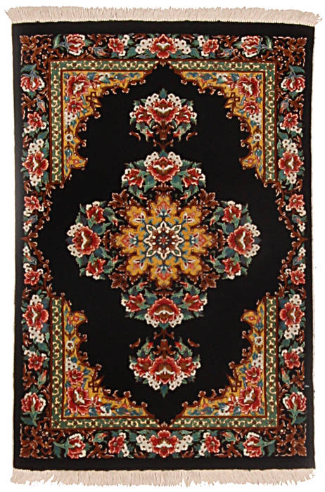 Qum Black Hand Knotted 20 X 30 Area Rug 254-112256 Image 0