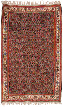 Persian Kilim Red Rectangle 5x7 ft Wool Carpet 112258
