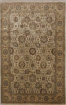 Indian Jaipur Beige Rectangle 4x6 ft silk Carpet 112264