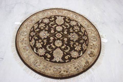 Jaipur Brown Round Hand Knotted 42 X 42 Area Rug 905-112281 Image 1