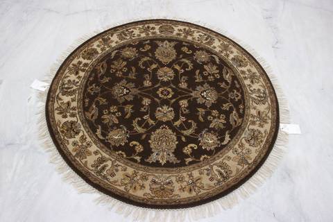 Jaipur Brown Round Hand Knotted 42 X 42 Area Rug 905-112281 Image 2