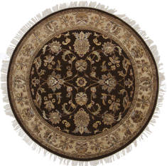 Indian Jaipur Brown Round 4 ft and Smaller wool and raised silk Carpet 112281