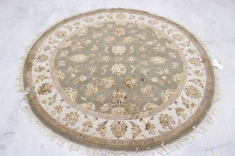 Jaipur Green Round Hand Knotted 51 X 53 Area Rug 905-112287 Image 1