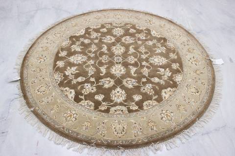 Jaipur Brown Round Hand Knotted 50 X 51 Area Rug 905-112288 Image 1