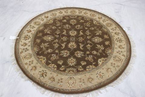 Jaipur Brown Round Hand Knotted 50 X 51 Area Rug 905-112288 Image 2