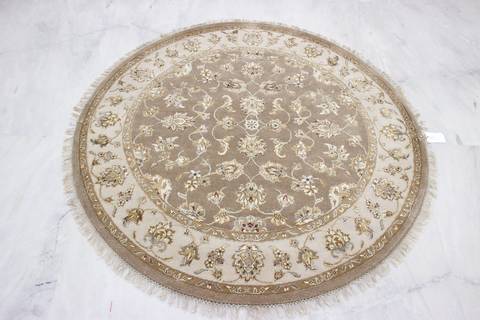 Jaipur Brown Round Hand Knotted 51 X 51 Area Rug 905-112295 Image 1