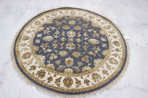 Jaipur Blue Round Hand Knotted 50 X 52 Area Rug 905-112301 Image 1