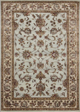 Indian Jaipur Blue Rectangle 5x7 ft Wool and Raised Silk Carpet 112313
