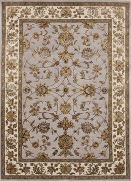 Indian Jaipur Blue Rectangle 5x7 ft Wool and Raised Silk Carpet 112319